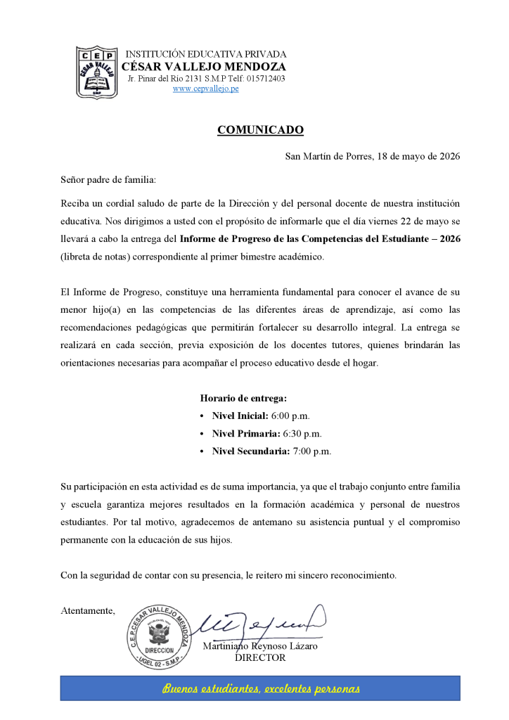 comunicado de entrega de libretas